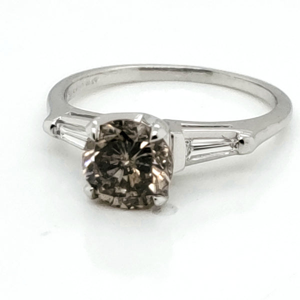 platinum 1.54 carat round, brilliant cut diamond engagement ring