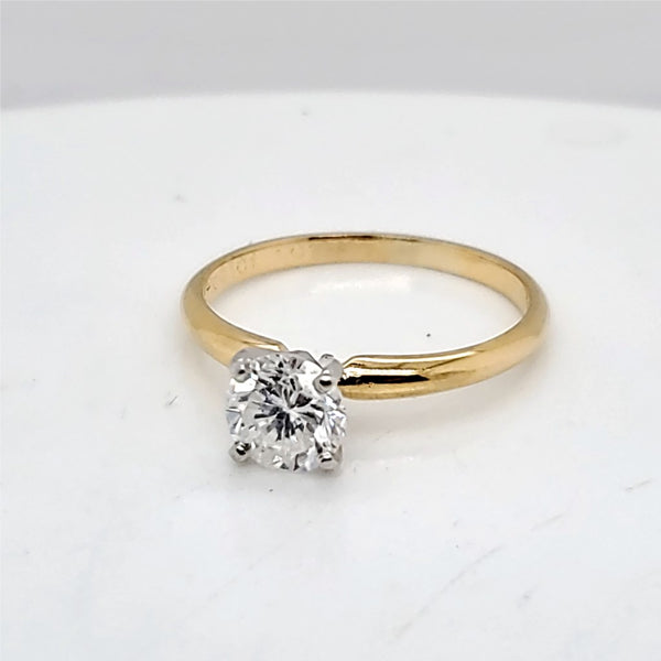 18kt yellow Gold and Platinum 1.01 Carat Round Diamond Engagement Ring