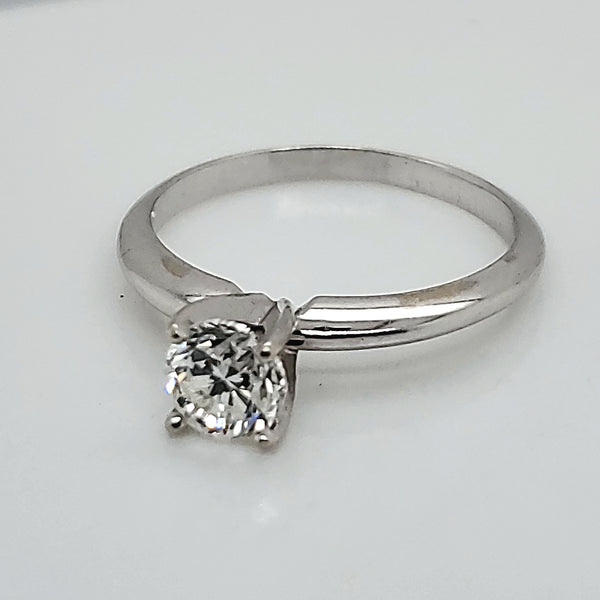 14kt White Gold 1.00 Carat Round Brilliant Cut diamond Solitaire Engagement ring