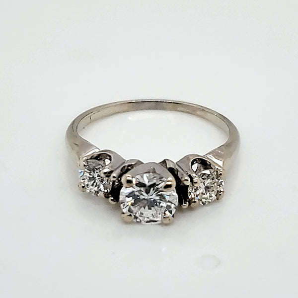 14kt White gold Three Stone Diamond Engagement Ring