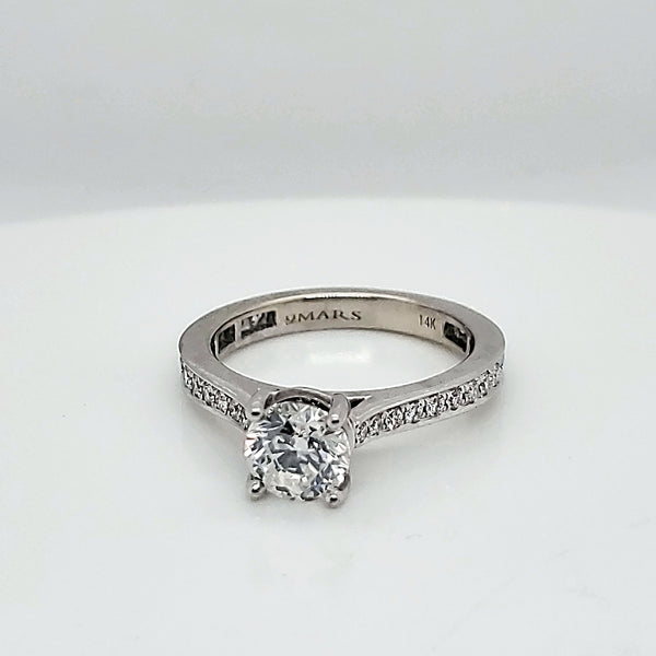 1.01 Carat Round Brilliant Cut Diamond Engagement Ring in 14kt White Gold