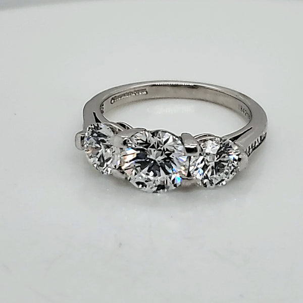 Pre - Owned Tiffany & Co Platinum Three Stone Diamond Ring