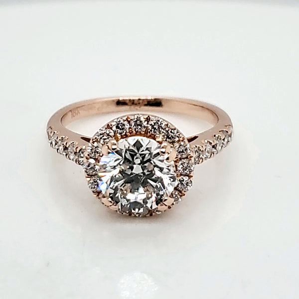 1.51 Carat Round, Brilliant Cut Diamond Engagement Ring in 14kt Rose Gold