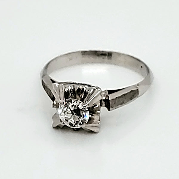 Vintage Palladium .45 carat mine cut diamond ring