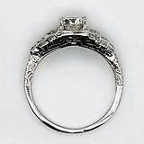 Art Deco 18Kt White Gold .75 Carat European Cut Diamond Engagement Ring