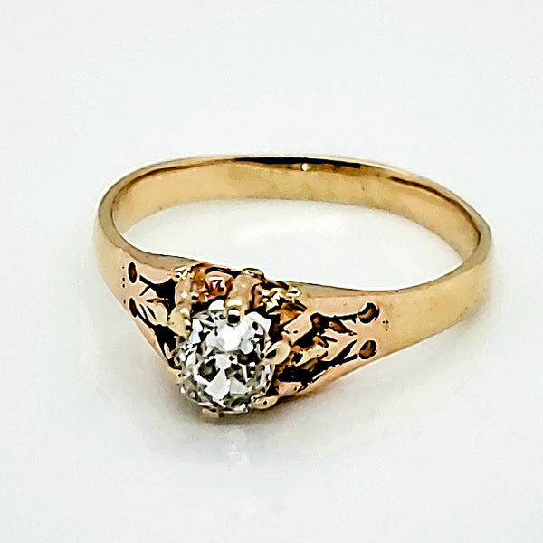 Antique Victorian .50 Carat Oval Mine Cut Diamond Engagement Ring