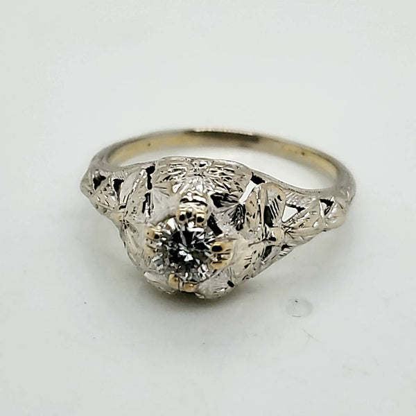 .40 Carat Round European Cut Diamond Art Deco Engagement Ring