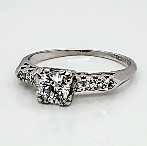 vintage platinum .45 carat european cut diamond engagement ring