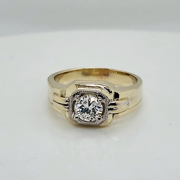 Vintage .56 Carat Round European Cut Diamond Engagement Ring