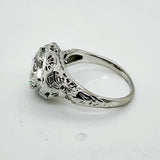 Art Deco 18kt White Gold 1.36 Carat European Cut Diamond Engagement Ring