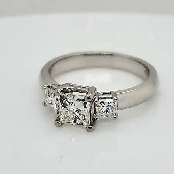 Platinum Three Princess Cut Diamond Engagement Ring