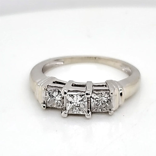 14kt White Gold three Princess Cut Diamond Engagement ring