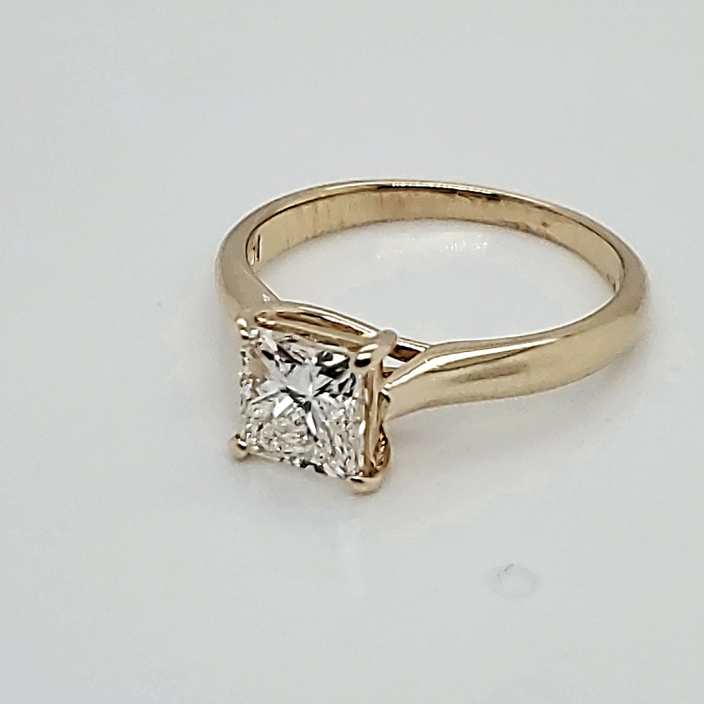 14kt Yellow Gold 1.20 Carat Princess Cut Diamond Engagement Ring