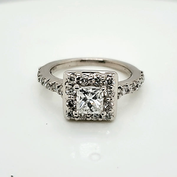 14kt White Gold .77 Carat Princess Cut Diamond Engagement Ring