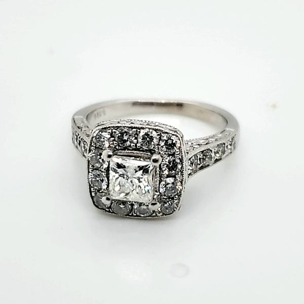.66 Princess Cut And Round Diamond Engagement Ring