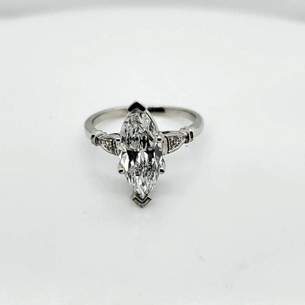 Platinum 2.01 Carat Marquise Shaped Diamond Engagement Ring