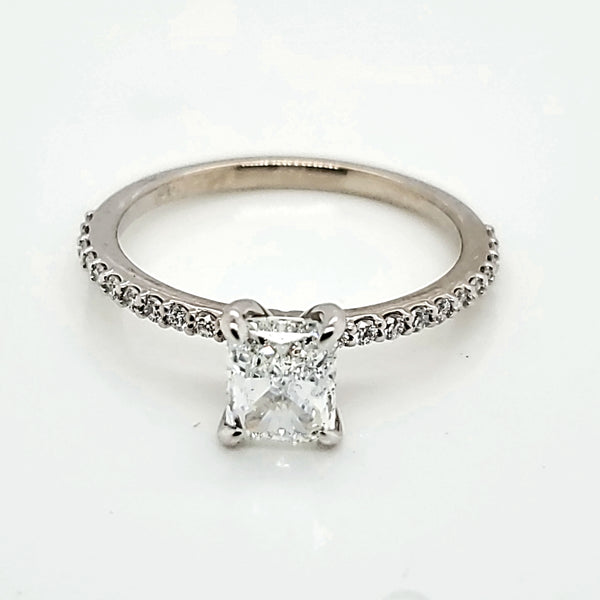 14kt White Gold 1.00 Carat Cushion Cut Diamond Engagement Ring