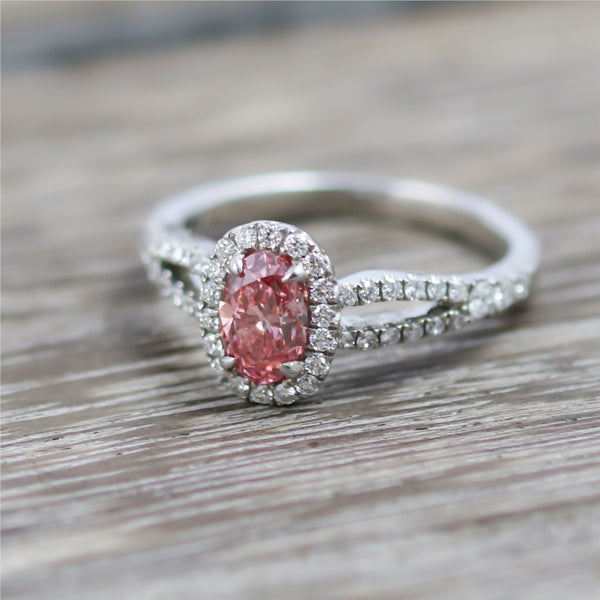 .71CT Pink Oval Diamond Engagement Ring