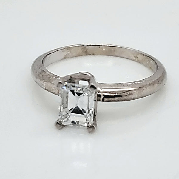 14kt White Gold 1.00 Carat Emerald Cut Diamond Solitaire Engagement Ring