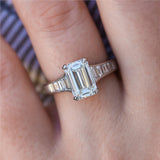 Platinum 2.50 Carat Emerald Cut Diamond Engagement Ring