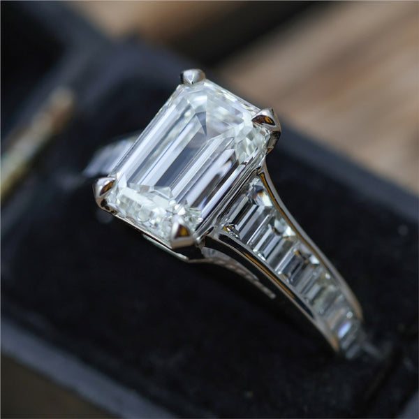 Platinum 2.50 Carat Emerald Cut Diamond Engagement Ring