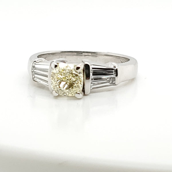 14Kt White Gold Yellow Diamond Engagement Ring Mounting
