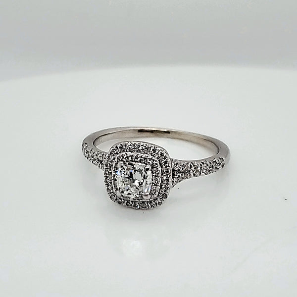 14kt White Gold .50 Carat Cushion Cut Diamond Engagement Ring