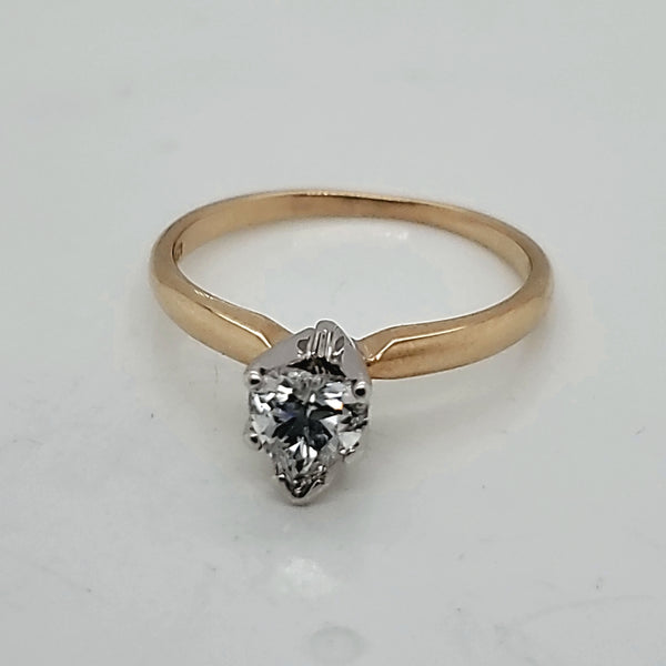 14Kt Gold Carat Heart Shape Diamond Solitaire Engagement Ring