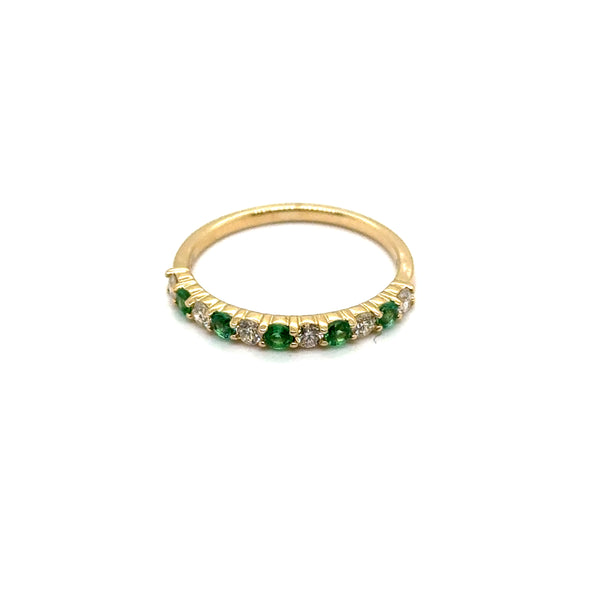 14kt Yellow Gold Emerald And Diamond Stackable Band Size 6.5