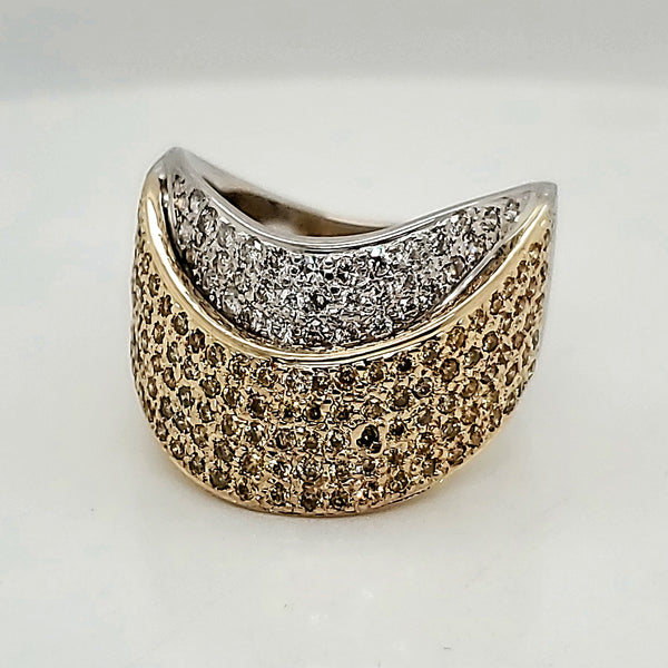 14kt White and Yellow Gold and Diamond Modernist Ring