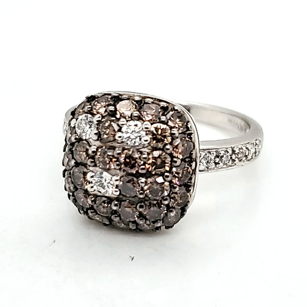 LeVian 14kt White Gold White and Chocolate Diamond Ring