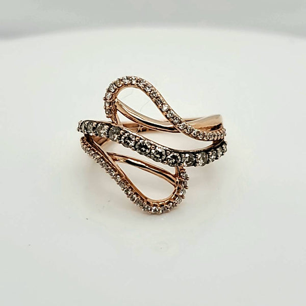 14kt Rose Gold LeVian White and Chocolate Diamond Ring
