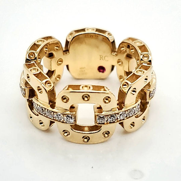 Roberto Coin 18kt Yellow Gold and Diamond Wide Pois Moi Ring