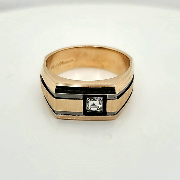 Mens 14kt Yellow Gold and Diamond Ring