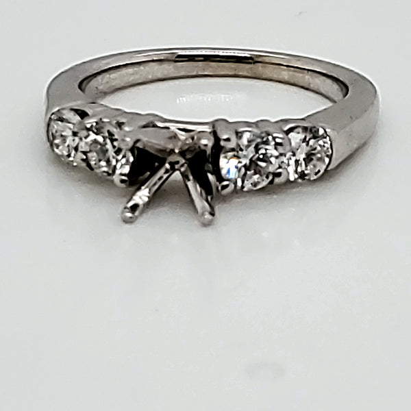14kt white gold and diamond engagement ring mounting