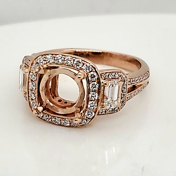 14kt Rose Gold and Diamond engagement ring Mounting