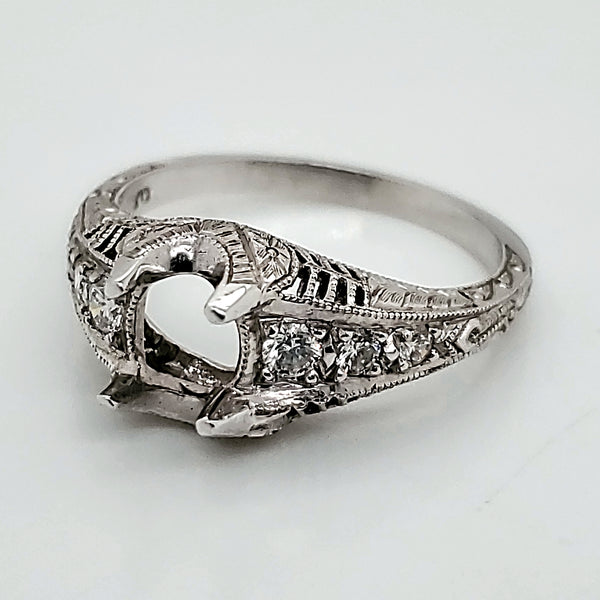 Modern Platinum and Diamond Engagement Ring Mounting