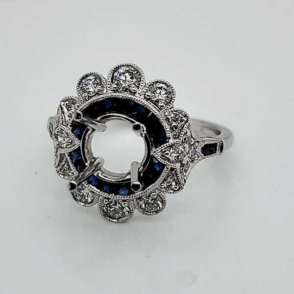Platinum Diamond and Sapphire Ring Mounting