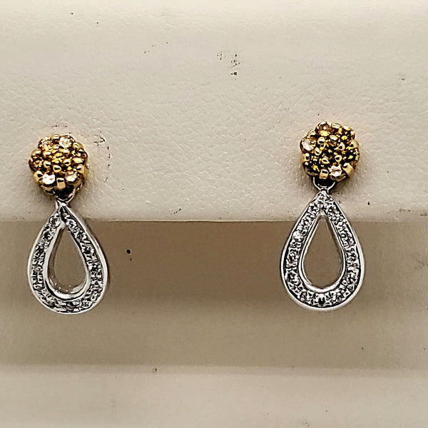 18kt Gold White and Yellow Diamond Earrings