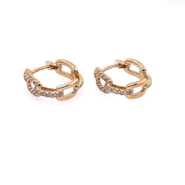 14kt Yellow Gold Diamond Huggie Hoop Earrings