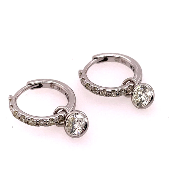 14kt White Gold Diamond Hoop Earrings With Jackets