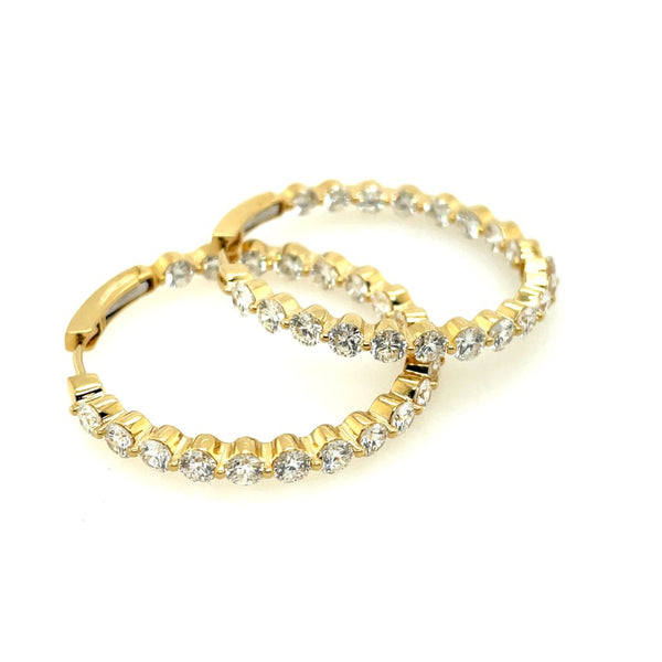 18kt Yellow Gold Inside Out Diamond Hoops