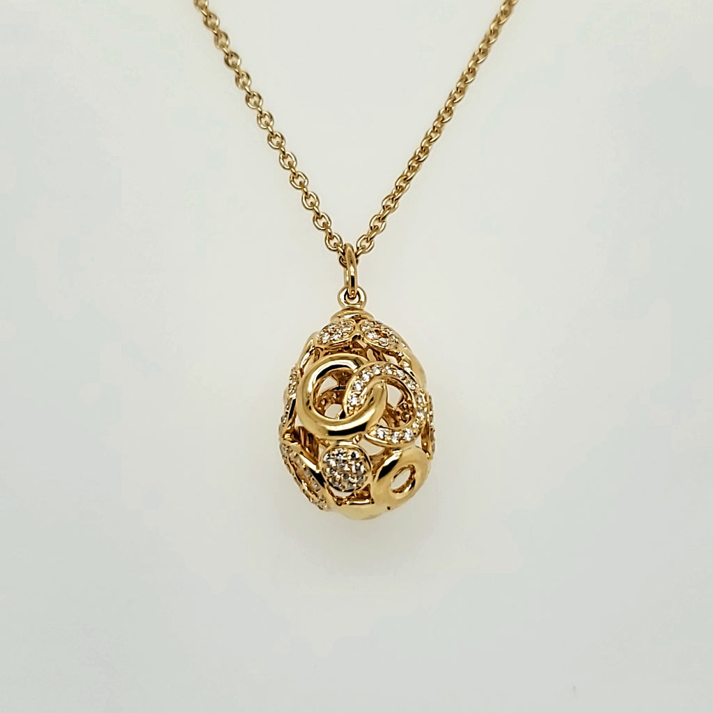 18kt Yellow Gold and Diamond Pendant Necklace