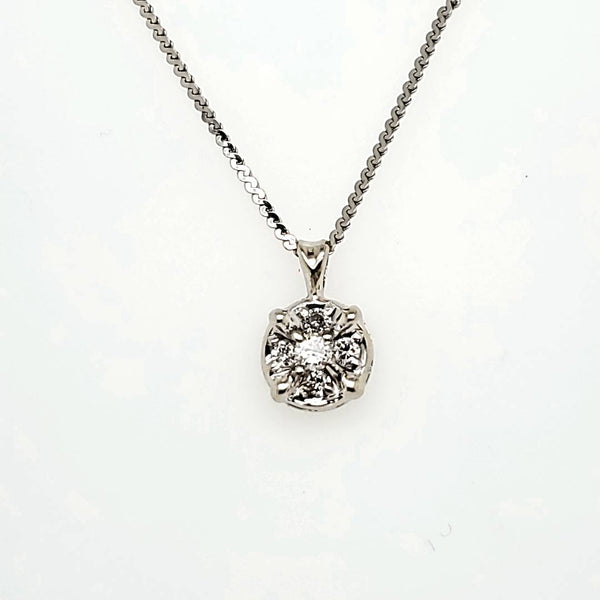 Vintage 14kt White Gold and Diamond Pendant Necklace