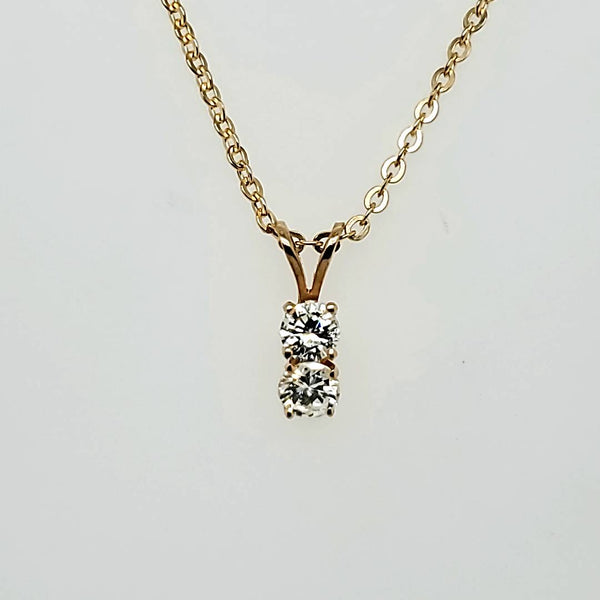 14kt Yellow Gold Double Diamond Pendant Necklace