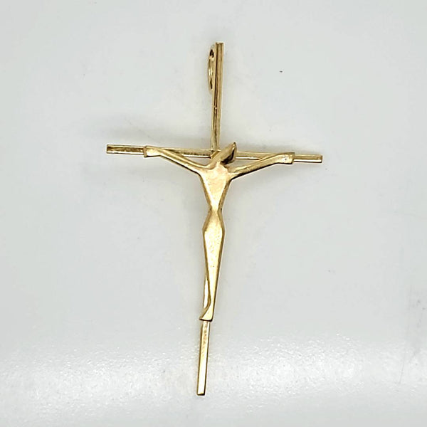 Vintage 18Kt Yellow Gold Modernist Crucifix
