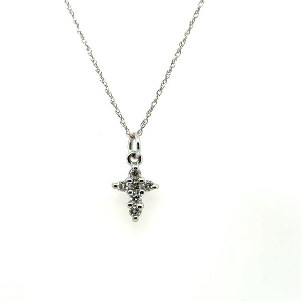 14kt White Gold Diamond Cross Necklace