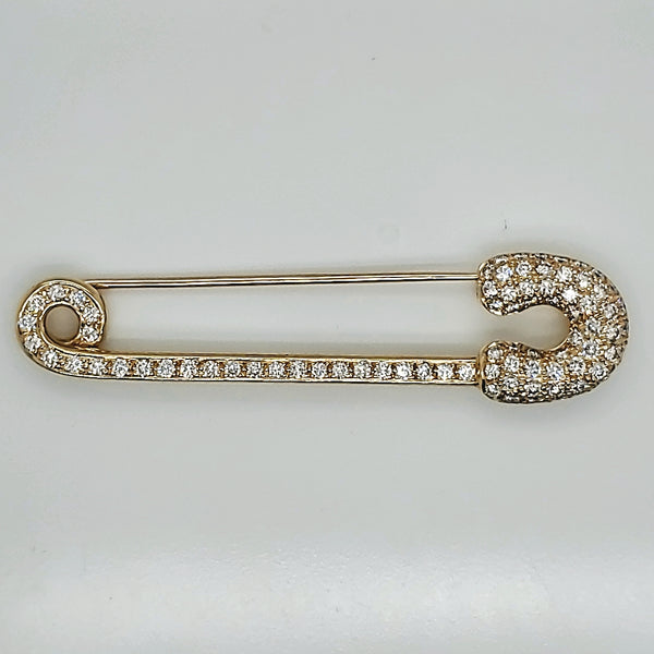 18kt Yellow Gold and Diamond Safety Pin Brooch
