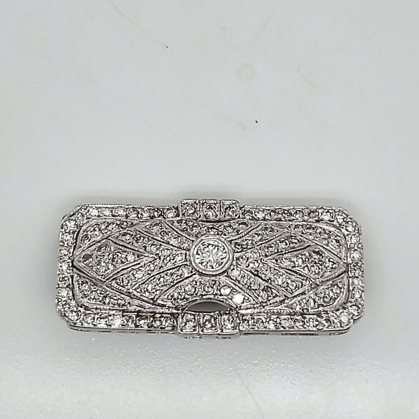 14kt White Gold and Diamond Rectangualr Brooch