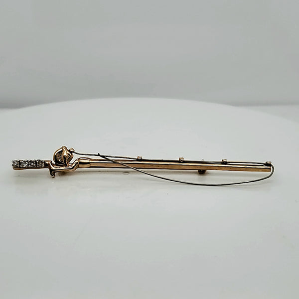 Vintage 14Kt Yellow Gold And Diamond Brooch